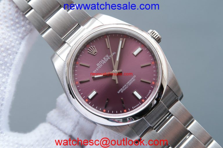 Rolex Oyster Perpetual 39mm 114300 Red Grape Dial on Bracelet Watch01345