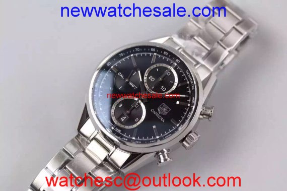 Tag-Heuer Carrera CAL1887 Chronograph Black Dial Bracelet Watch01108