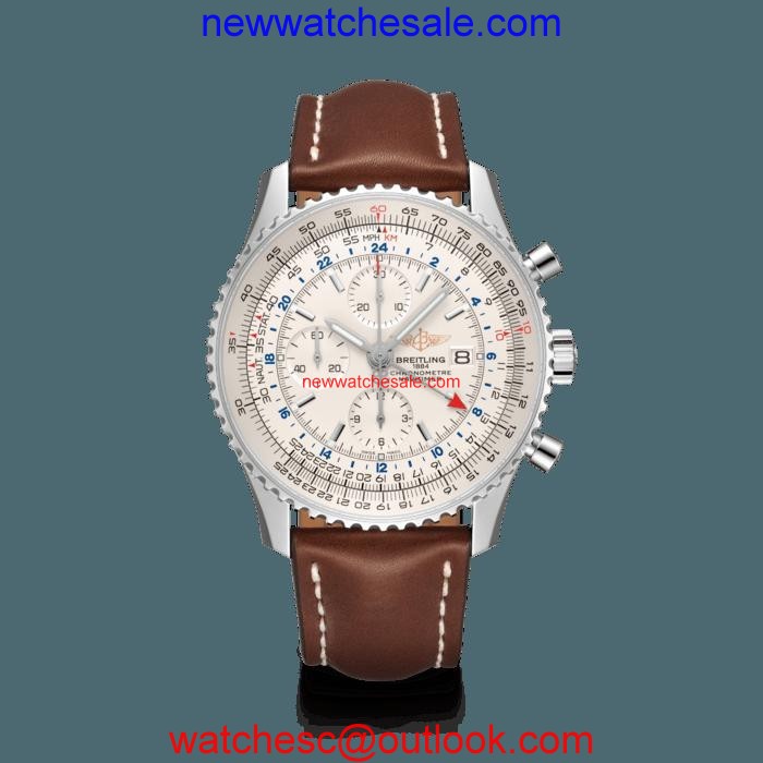 Top Breitling Navitimer 1 Chronograph GMT 46 Steel Silver Watch00706